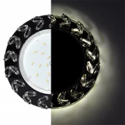 Светильник Ecola GX53 LD5361 Круг со стразами Елочка (фон черн., центр - хром)