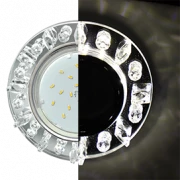 Светильник Ecola GX53 LD5361 Круг с квадр. стразами (фон зерк., центр - хром)